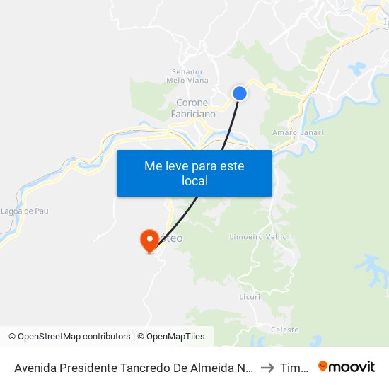 Avenida Presidente Tancredo De Almeida Neves, 4397 | Jesinho to Timóteo map