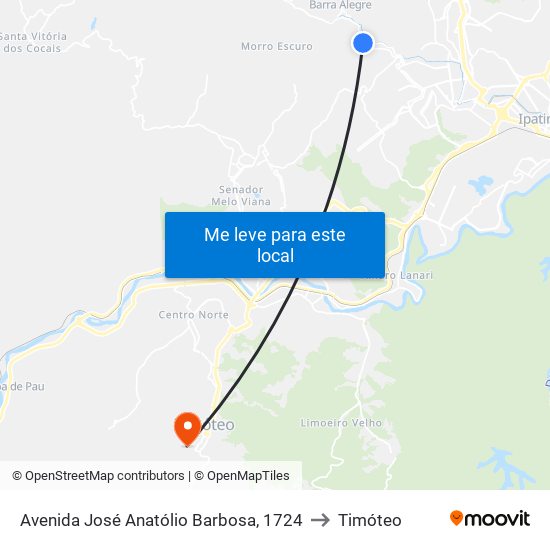 Avenida José Anatólio Barbosa, 1724 to Timóteo map