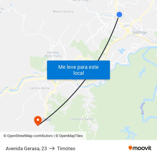 Avenida Gerasa, 23 to Timóteo map