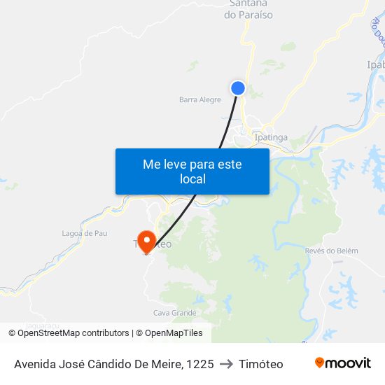 Avenida José Cândido De Meire, 1225 to Timóteo map