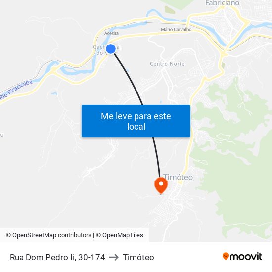 Rua Dom Pedro Ii, 30-174 to Timóteo map