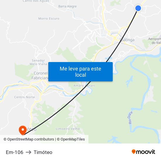 Em-106 to Timóteo map