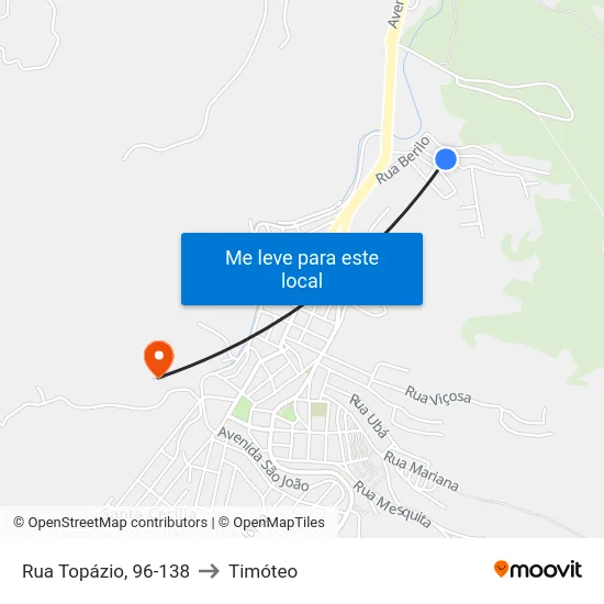 Rua Topázio, 96-138 to Timóteo map