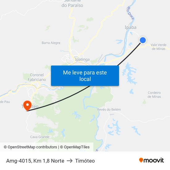 Amg-4015, Km 1,8 Norte to Timóteo map