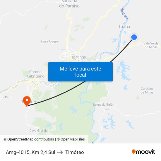 Amg-4015, Km 2,4 Sul to Timóteo map