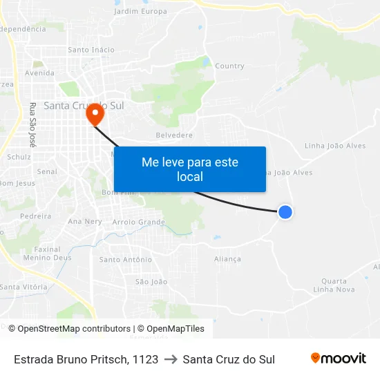 Estrada Bruno Pritsch, 1123 to Santa Cruz do Sul map