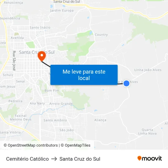 Cemitério Católico to Santa Cruz do Sul map