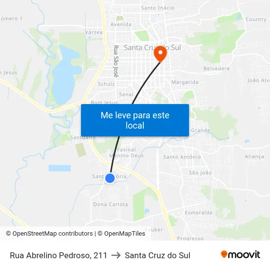 Rua Abrelino Pedroso, 211 to Santa Cruz do Sul map