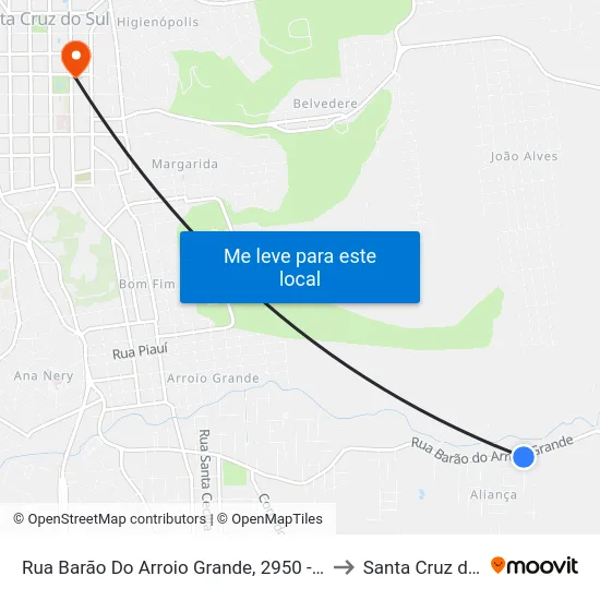 Rua Barão Do Arroio Grande, 2950 - Aliança II to Santa Cruz do Sul map