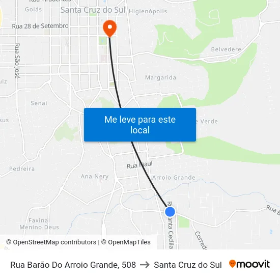 Rua Barão Do Arroio Grande, 508 to Santa Cruz do Sul map