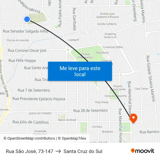 Rua São José, 73-147 to Santa Cruz do Sul map