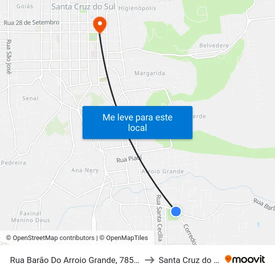 Rua Barão Do Arroio Grande, 785-879 to Santa Cruz do Sul map