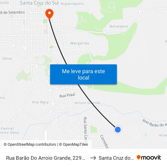 Rua Barão Do Arroio Grande, 2294-2340 to Santa Cruz do Sul map