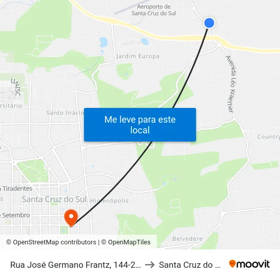 Rua José Germano Frantz, 144-212 to Santa Cruz do Sul map