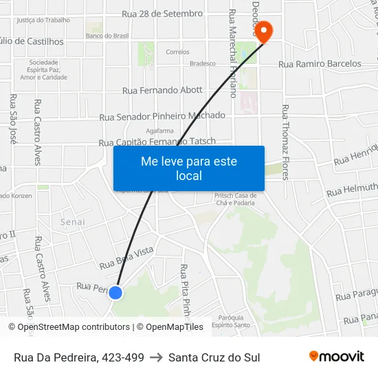 Rua Da Pedreira, 423-499 to Santa Cruz do Sul map