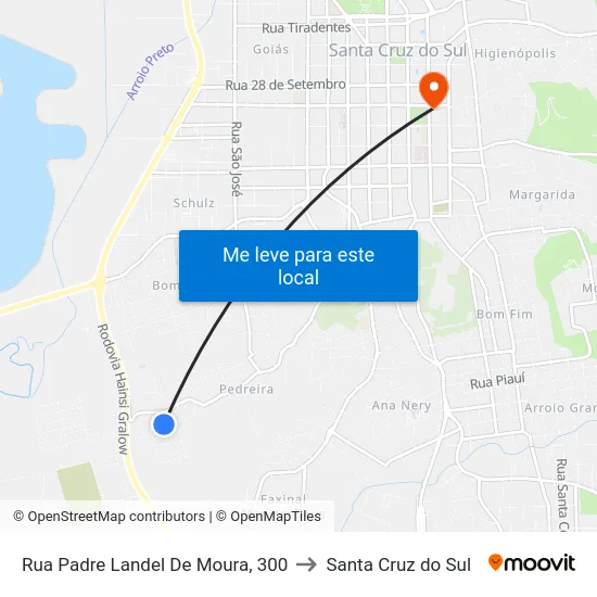 Rua Padre Landel De Moura, 300 to Santa Cruz do Sul map