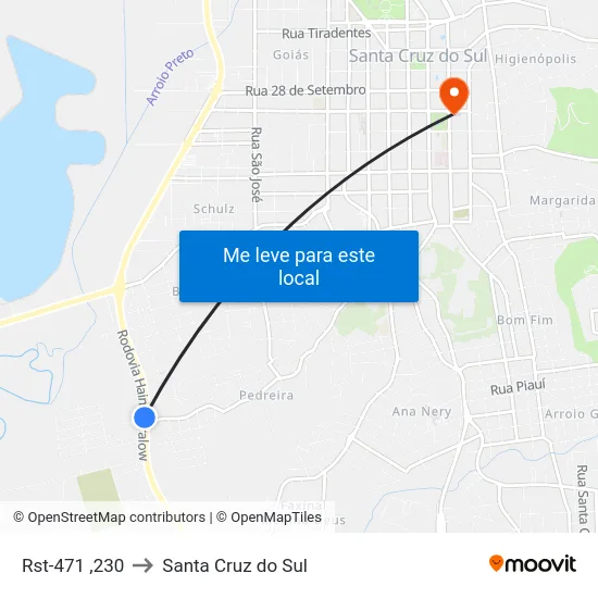 Rst-471 ,230 to Santa Cruz do Sul map