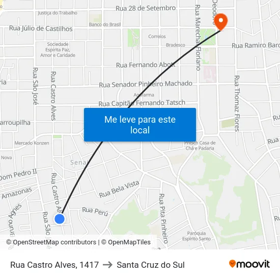 Rua Castro Alves, 1417 to Santa Cruz do Sul map