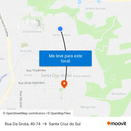Rua Da Gruta, 40-74 to Santa Cruz do Sul map