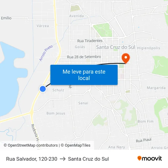 Rua Salvador, 120-230 to Santa Cruz do Sul map