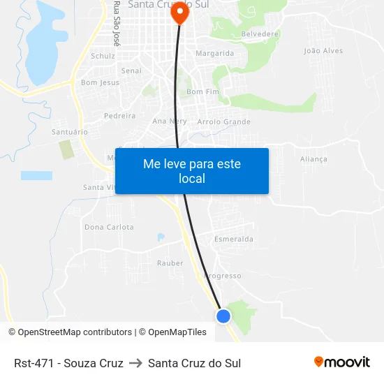 Rst-471 - Souza Cruz to Santa Cruz do Sul map