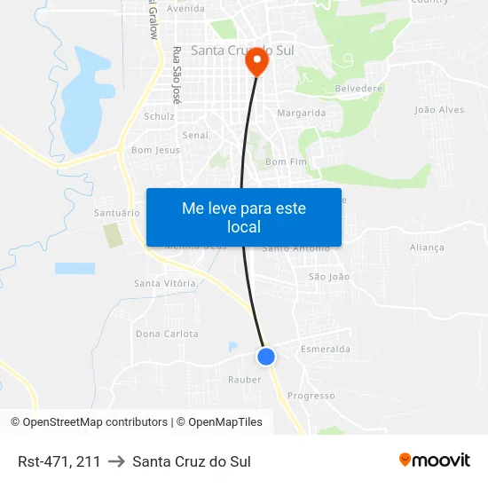 Rst-471, 211 to Santa Cruz do Sul map