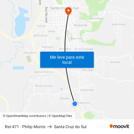 Rst-471 - Philip Morris to Santa Cruz do Sul map