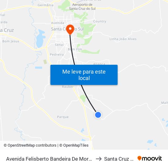 Avenida Felisberto Bandeira De Morais - Premium to Santa Cruz do Sul map
