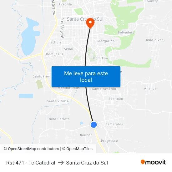 Rst-471 - Tc Catedral to Santa Cruz do Sul map