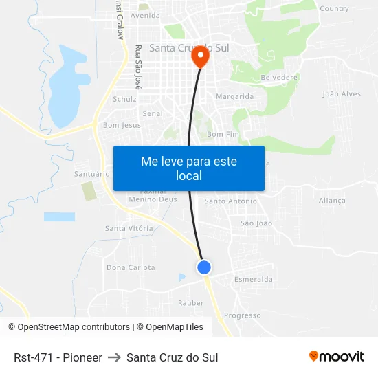 Rst-471 - Pioneer to Santa Cruz do Sul map
