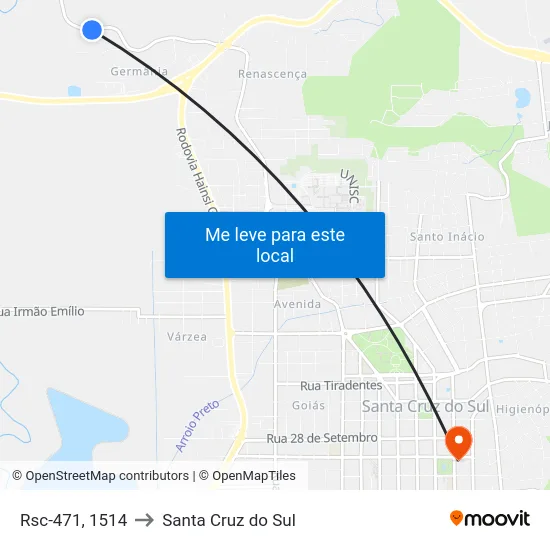 Rsc-471, 1514 to Santa Cruz do Sul map