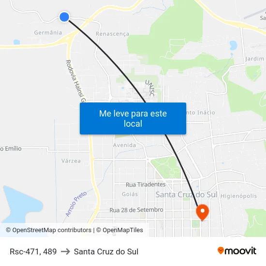 Rsc-471, 489 to Santa Cruz do Sul map