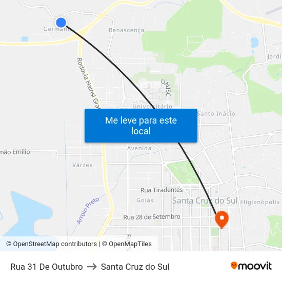 Rua 31 De Outubro to Santa Cruz do Sul map