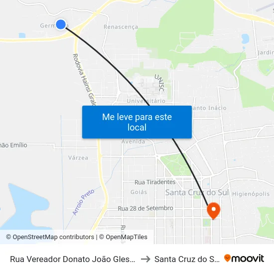 Rua Vereador Donato João Glesse to Santa Cruz do Sul map