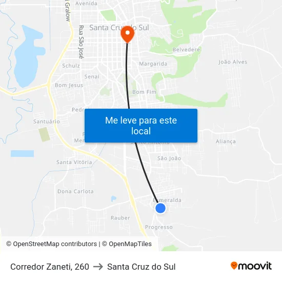 Corredor Zaneti, 260 to Santa Cruz do Sul map