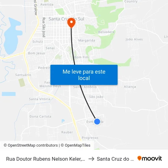 Rua Doutor Rubens Nelson Keler, 518 to Santa Cruz do Sul map