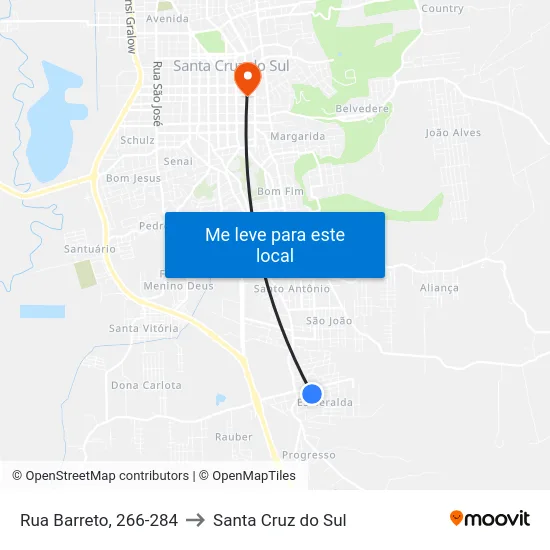 Rua Barreto, 266-284 to Santa Cruz do Sul map