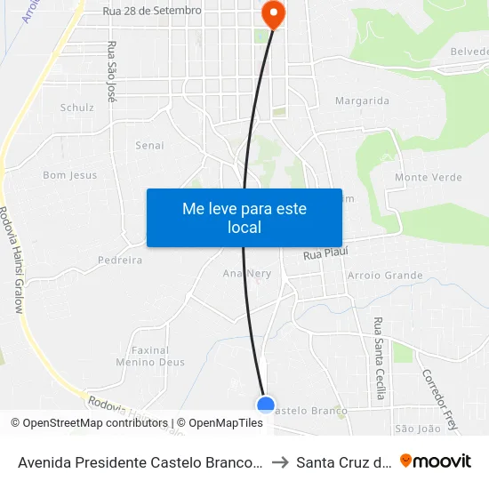 Avenida Presidente Castelo Branco, 1285 - Jti to Santa Cruz do Sul map