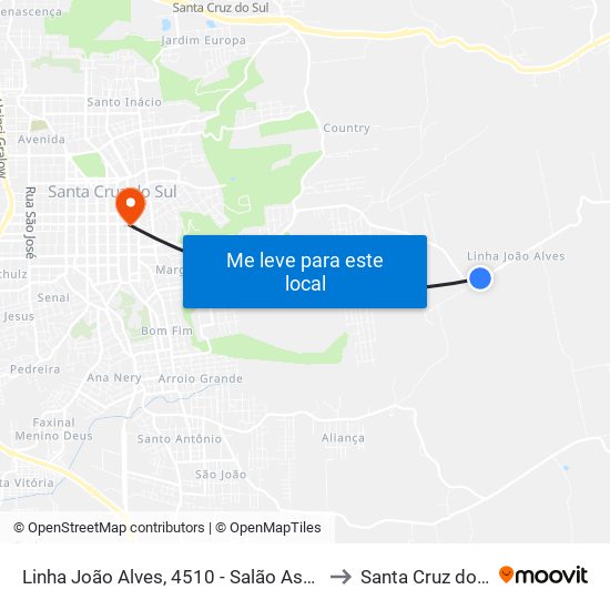 Linha João Alves, 4510 - Salão Assmann to Santa Cruz do Sul map