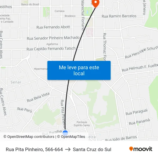 Rua Pita Pinheiro, 566-664 to Santa Cruz do Sul map