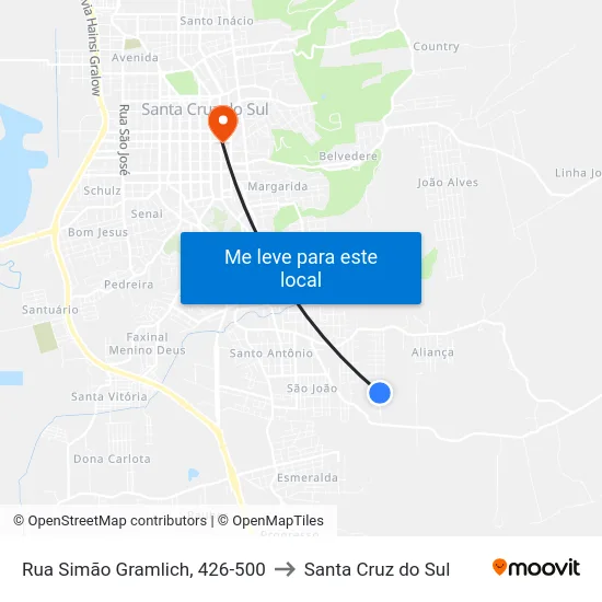 Rua Simão Gramlich, 426-500 to Santa Cruz do Sul map