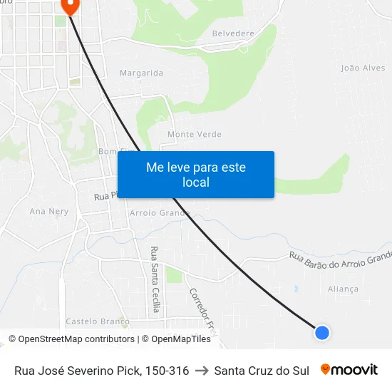Rua José Severino Pick, 150-316 to Santa Cruz do Sul map