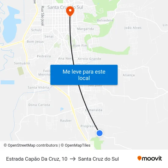 Estrada Capão Da Cruz, 10 to Santa Cruz do Sul map