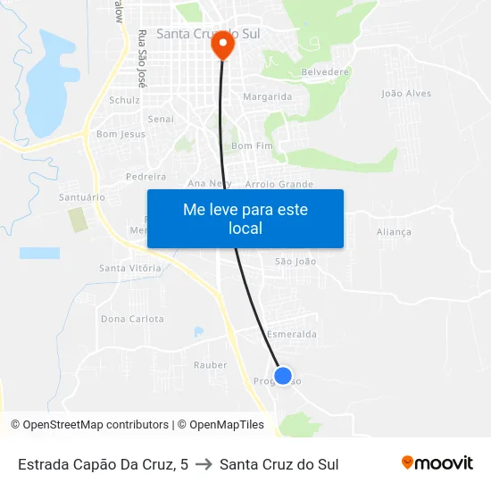 Estrada Capão Da Cruz, 5 to Santa Cruz do Sul map