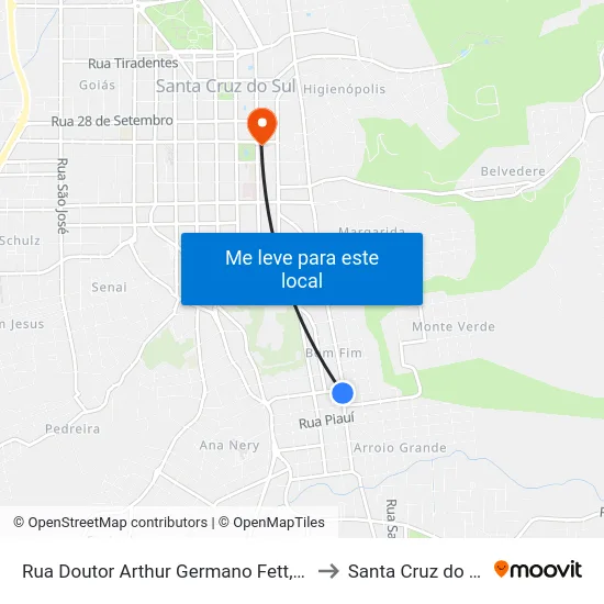 Rua Doutor Arthur Germano Fett, 604 to Santa Cruz do Sul map