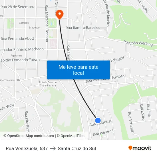 Rua Venezuela, 637 to Santa Cruz do Sul map