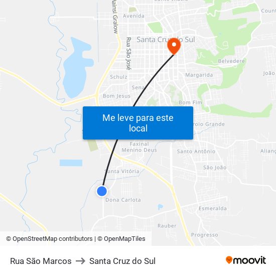 Rua São Marcos to Santa Cruz do Sul map