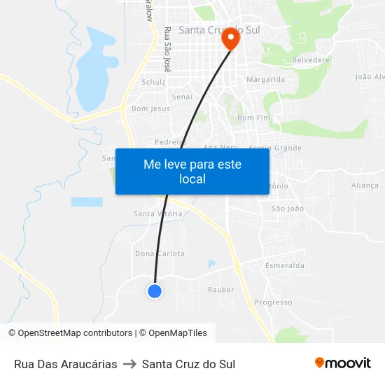 Rua Das Araucárias to Santa Cruz do Sul map