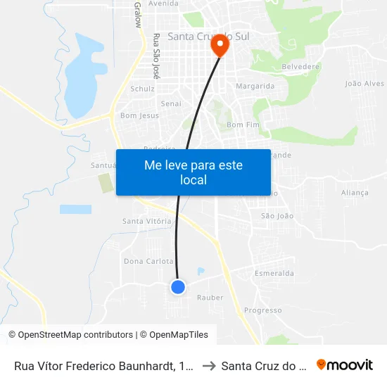 Rua Vítor Frederico Baunhardt, 1196 to Santa Cruz do Sul map