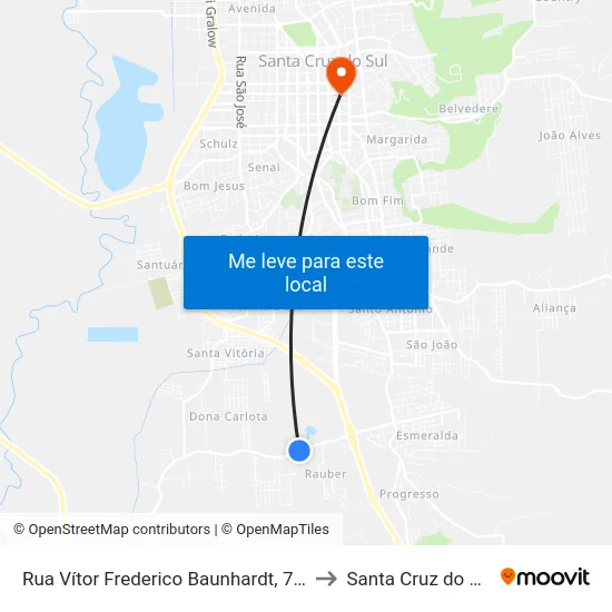 Rua Vítor Frederico Baunhardt, 792 to Santa Cruz do Sul map